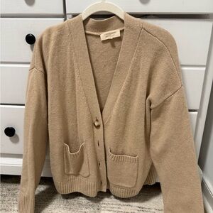 Sezane Beige V-Neck Cardigan